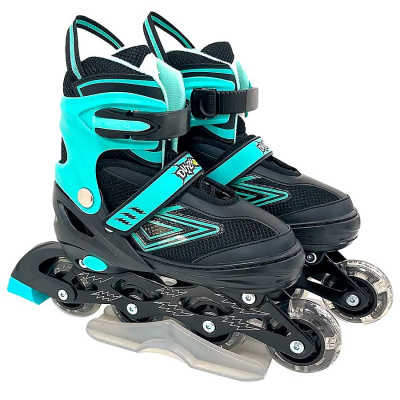 Ролики раздвижные размер 38-41 со светом Dvizhok 141V-671-3 черно мятные 1